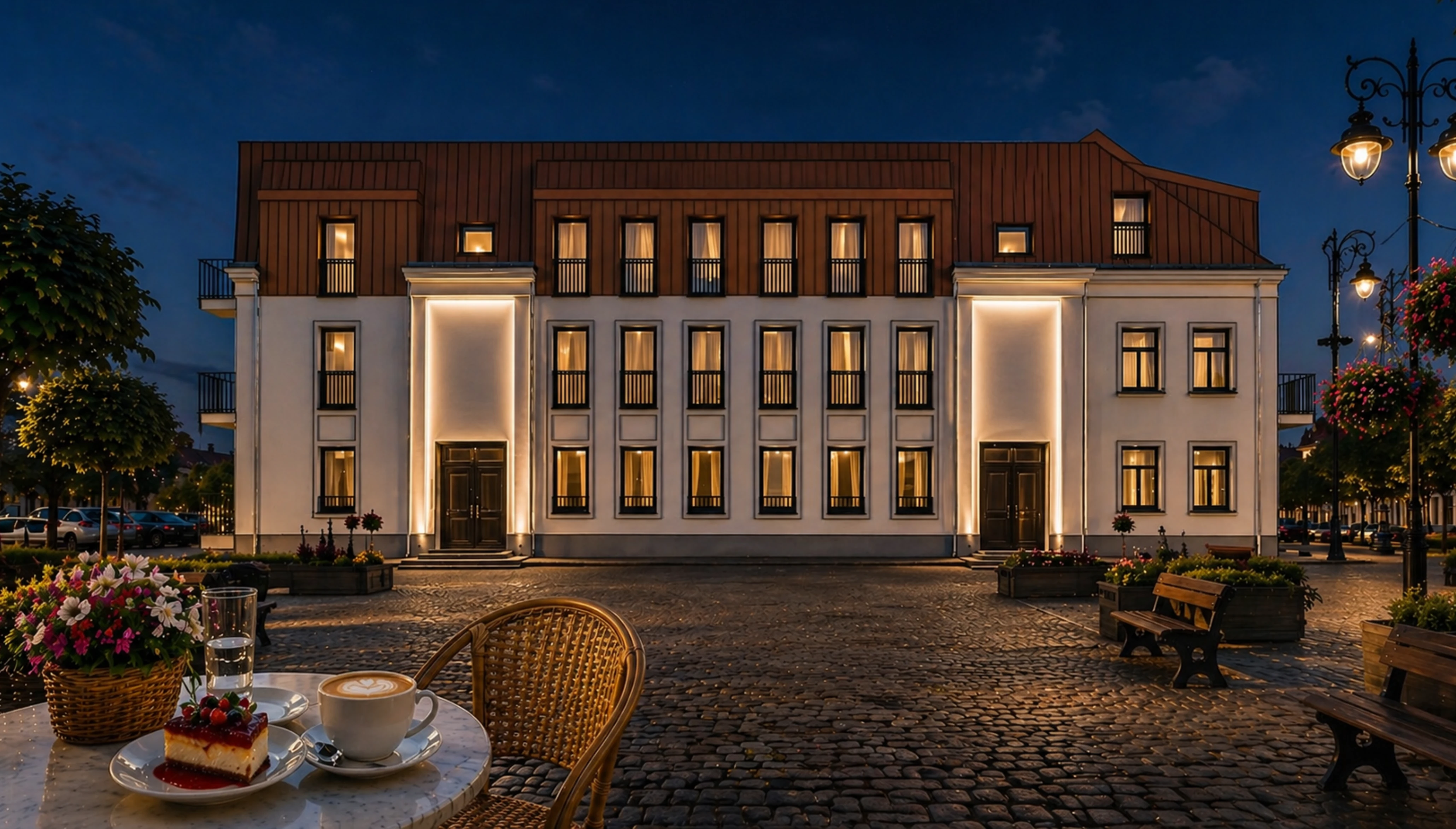 Narevia Residence – nocna wizualizacja kamienicy